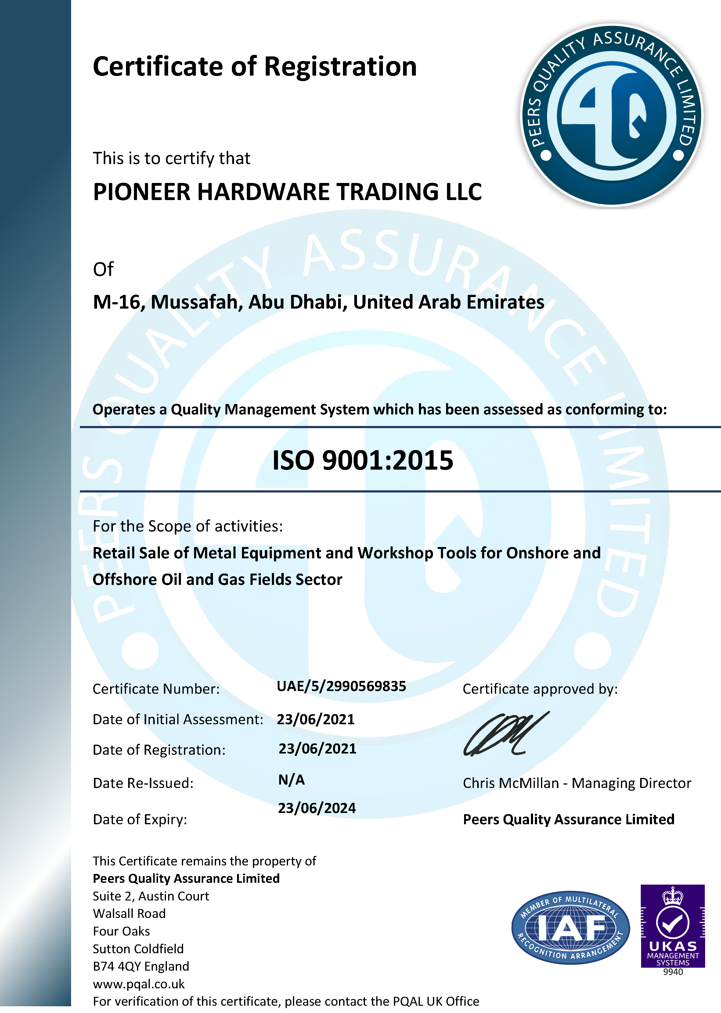 ISO Certificate